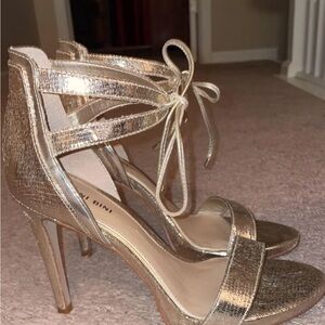 Gianni Bini Metallic Gold Strappy Heels